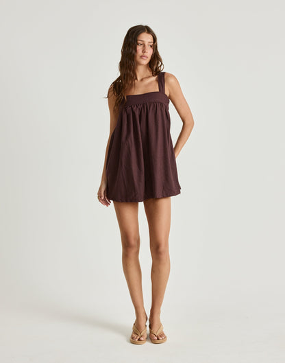Sutton Mini Dress (Dark Mahogany)
