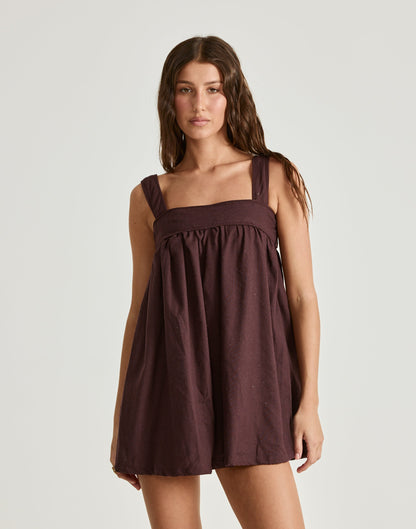Sutton Mini Dress (Dark Mahogany)