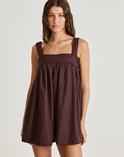 Sutton Mini Dress (Dark Mahogany)
