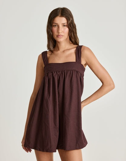 Sutton Mini Dress (Dark Mahogany)
