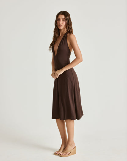 Sable Midi Dress (Chocolate)