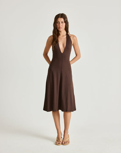 Sable Midi Dress (Chocolate)