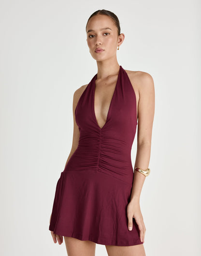 Araminta Mini Dress (Plum)
