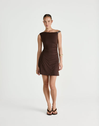 Lundy Mini Dress (Chocolate)