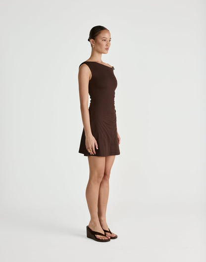 Lundy Mini Dress (Chocolate)