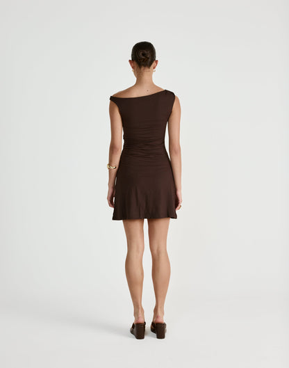 Lundy Mini Dress (Chocolate)