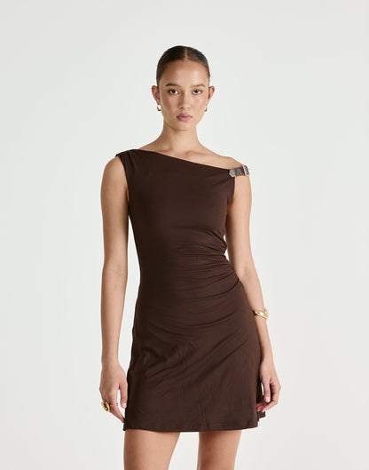 Lundy Mini Dress (Chocolate)