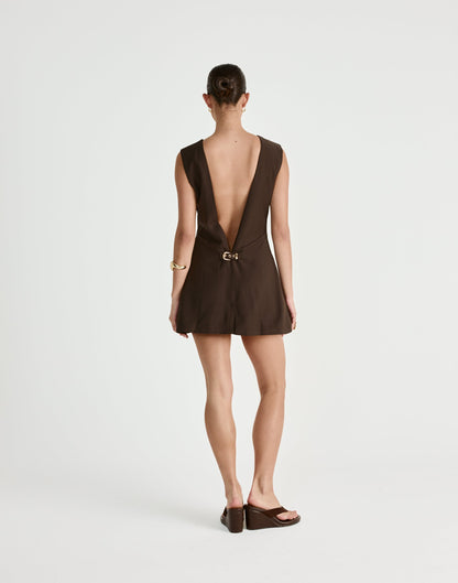 Cedric Mini Dress (Chocolate)