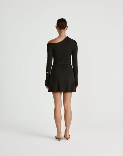 Ozias Long Sleeve Mini Dress (Black)