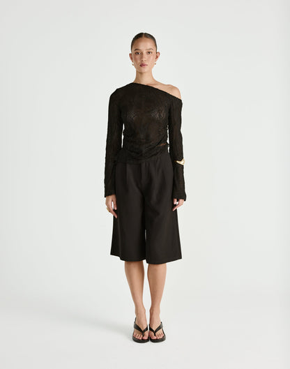 Abril Long Sleeve Top (Black)