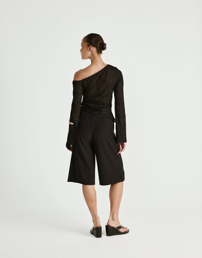 Abril Long Sleeve Top (Black)