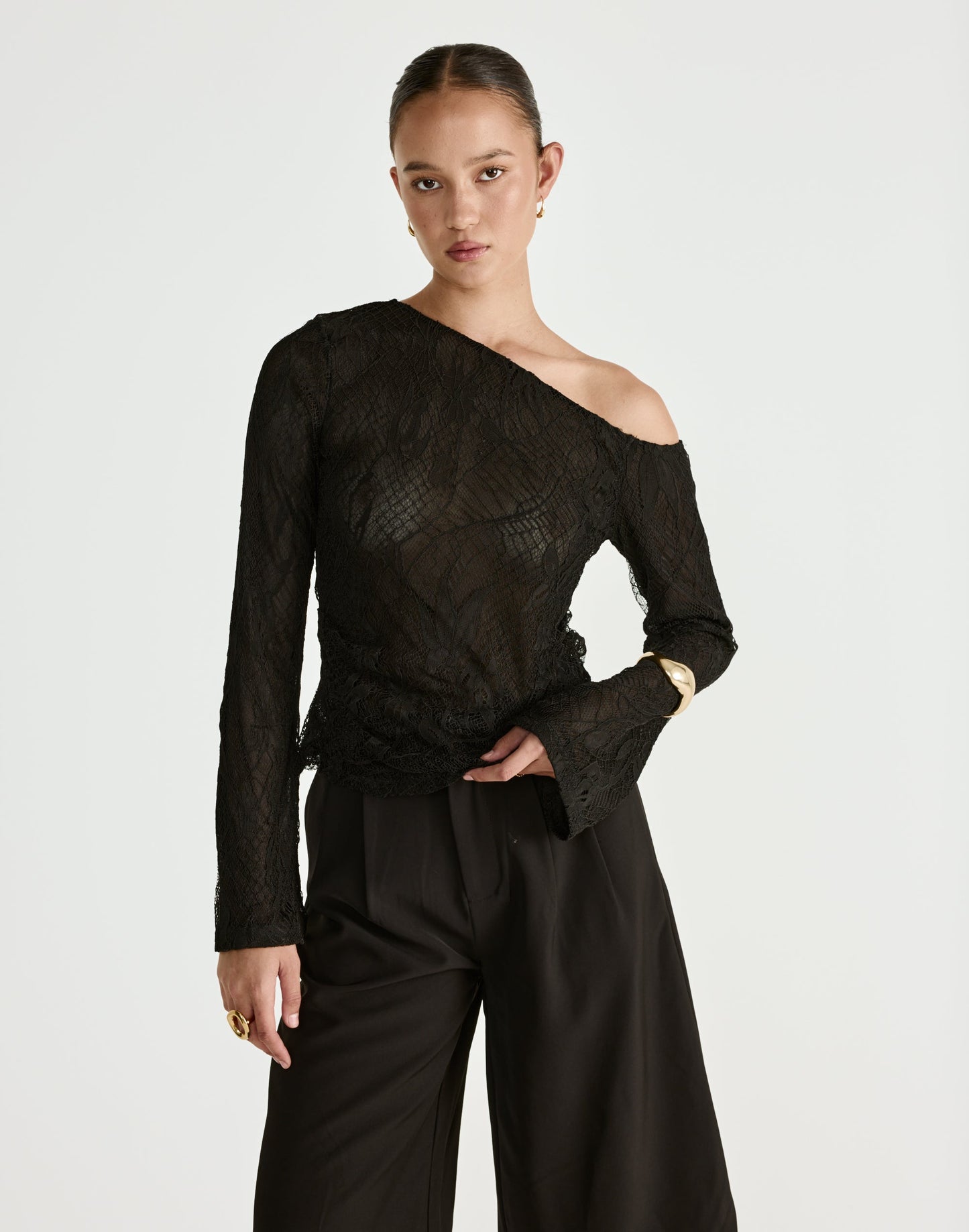 Abril Long Sleeve Top (Black)