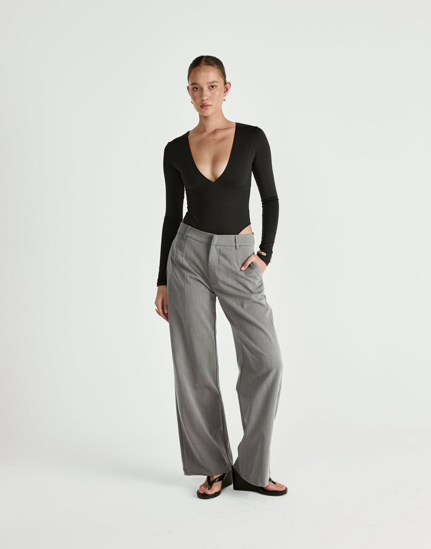 Landry Long Sleeve Bodysuit (Black)