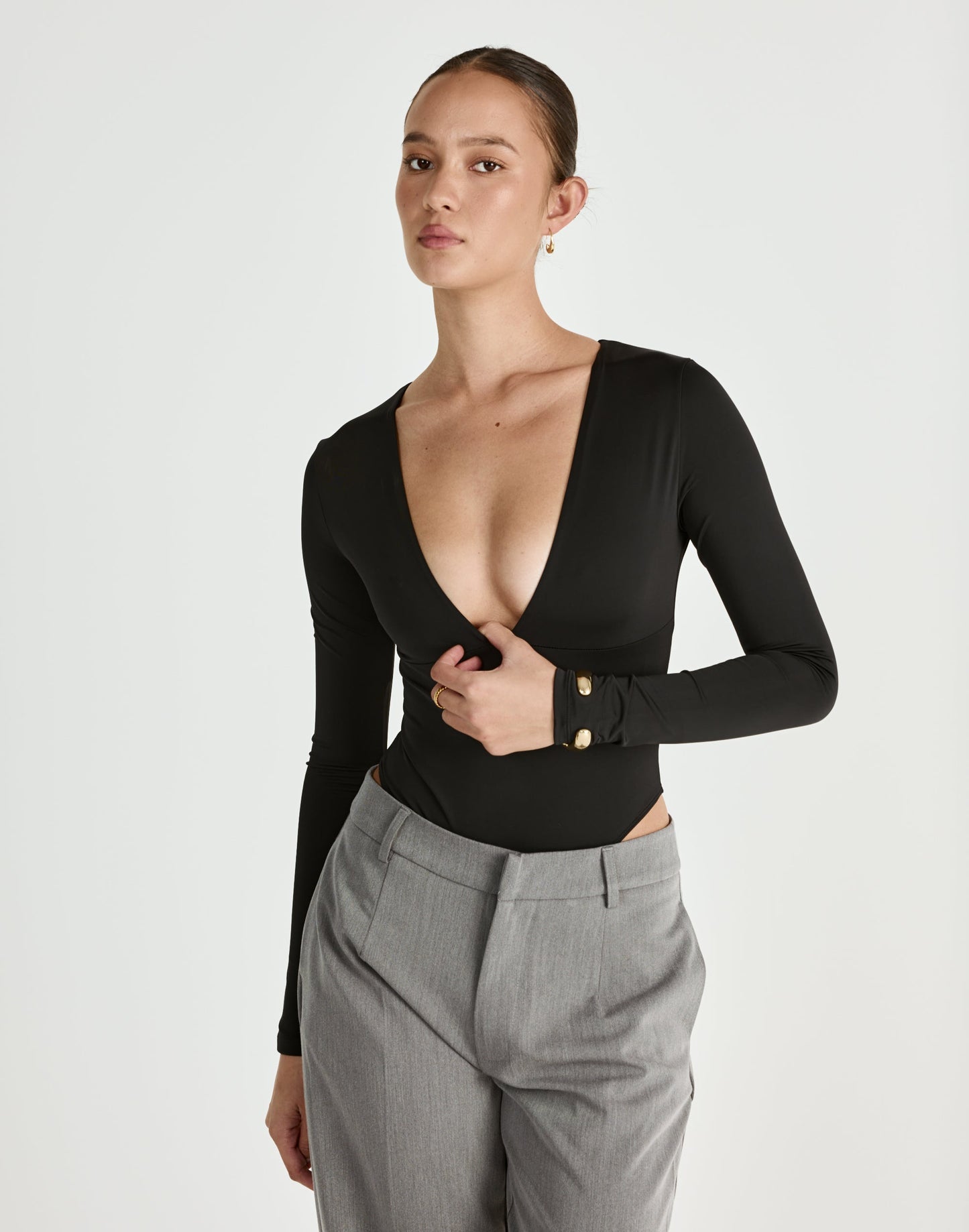 Landry Long Sleeve Bodysuit (Black)