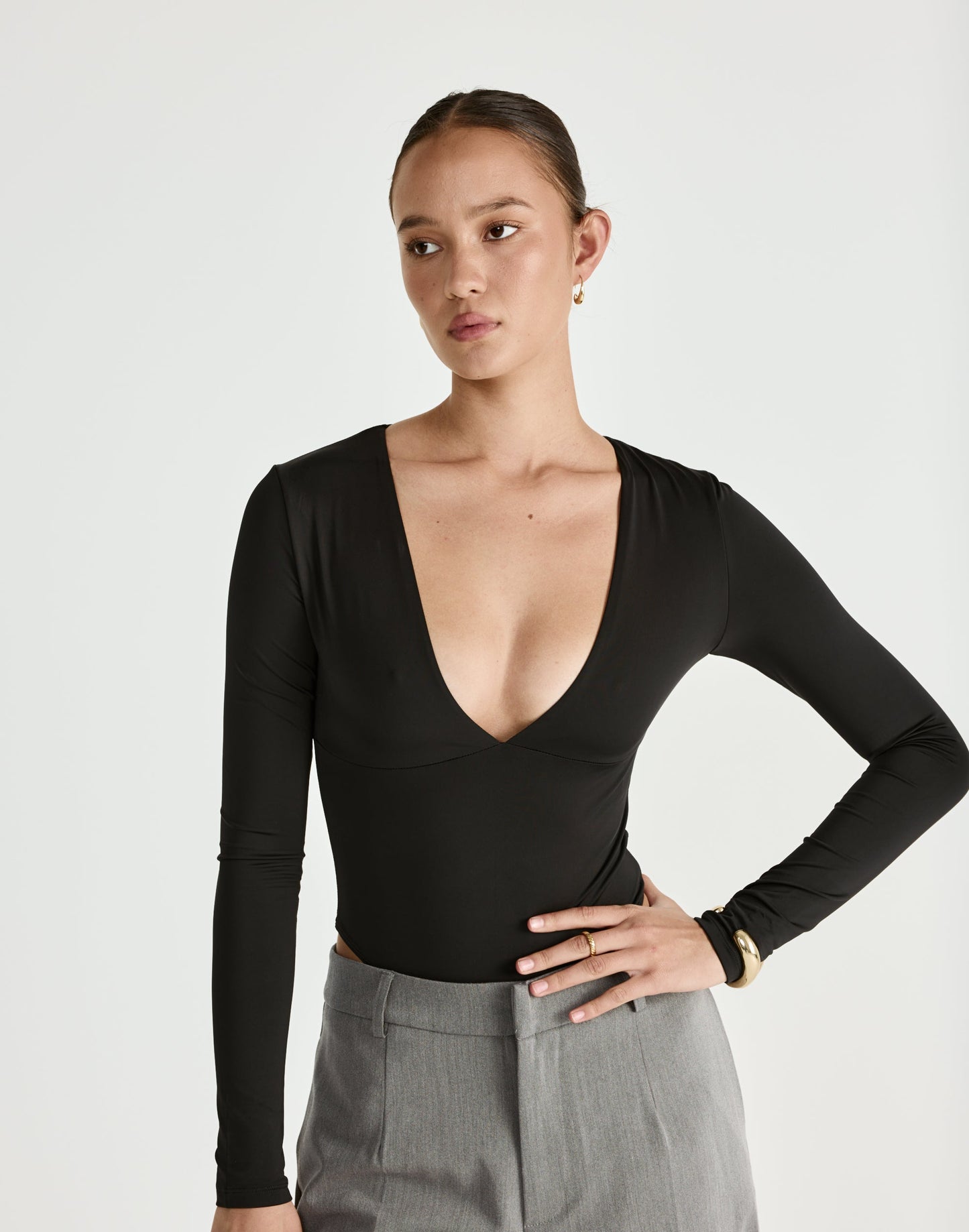 Landry Long Sleeve Bodysuit (Black)