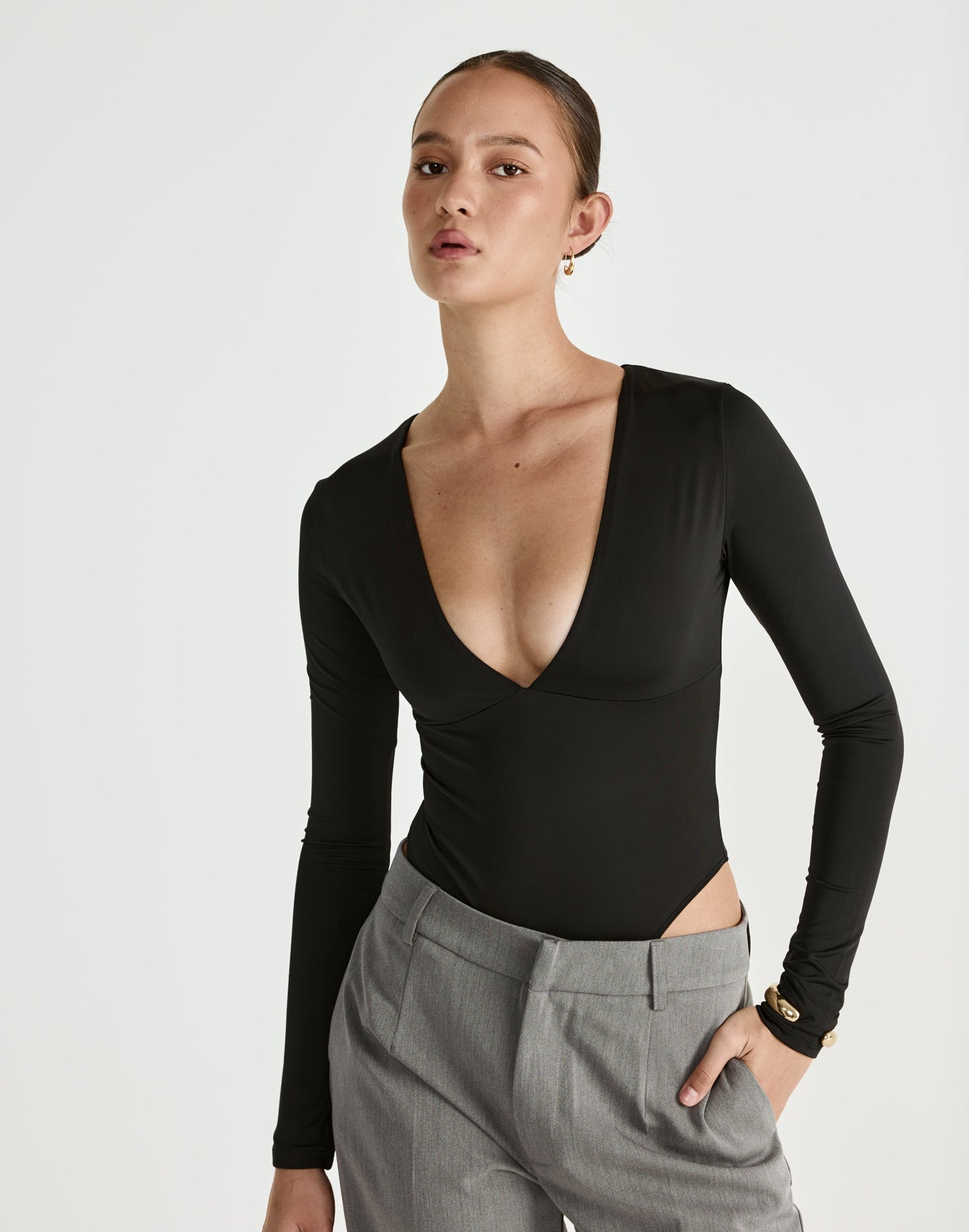 Landry Long Sleeve Bodysuit (Black)