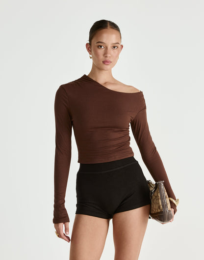 Ozias Long Sleeve Top (Chocolate)