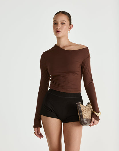 Ozias Long Sleeve Top (Chocolate)
