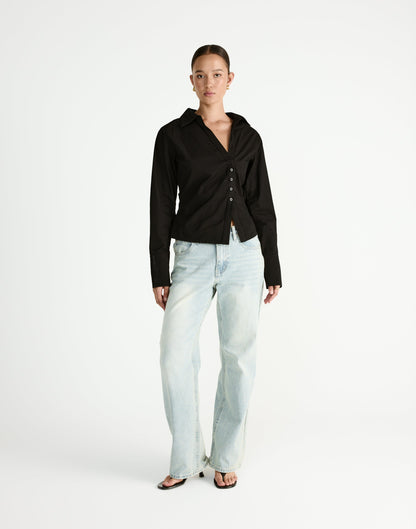 Judah Long Sleeve Top (Black)