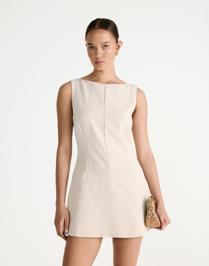 Flux Mini Dress (Latte)