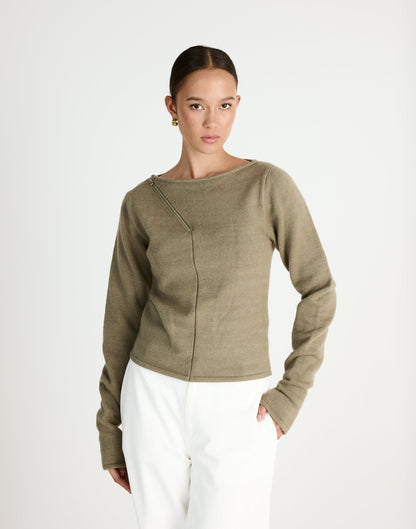 Wynter Long Sleeve Top (Dusty Olive)