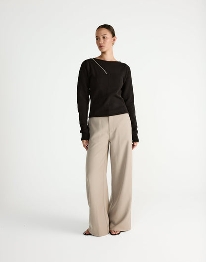 Wynter Long Sleeve Top (Black)