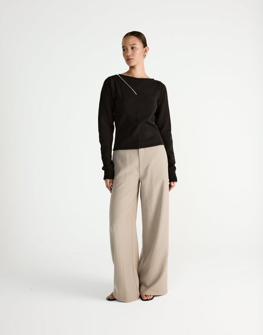 Wynter Long Sleeve Top (Black)