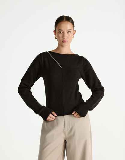 Wynter Long Sleeve Top (Black)