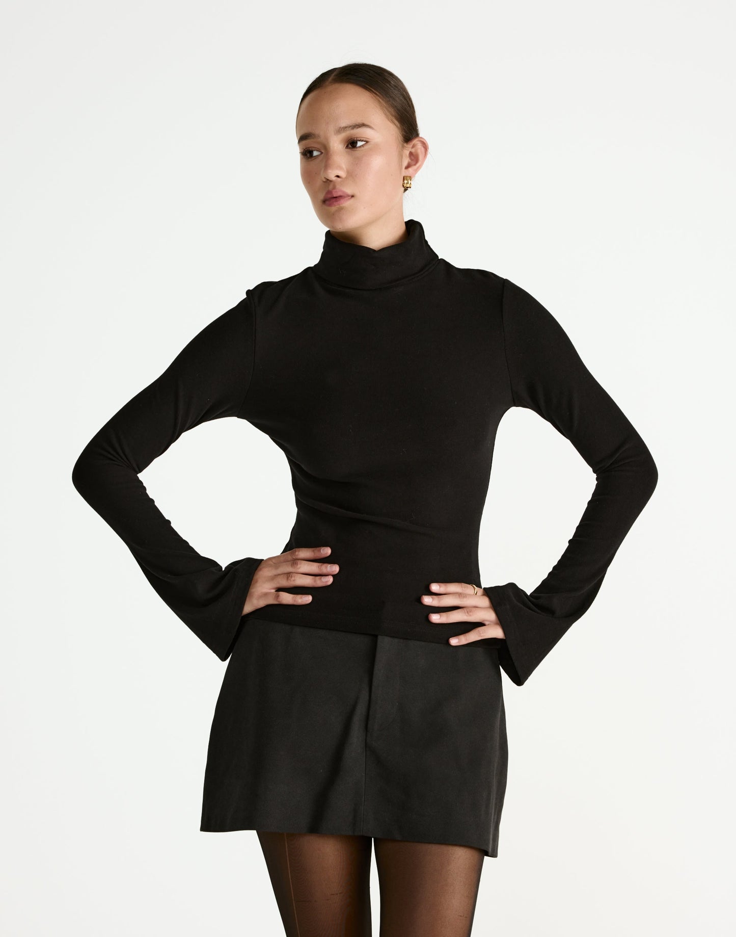 Bernadette Long Sleeve Top (Black)