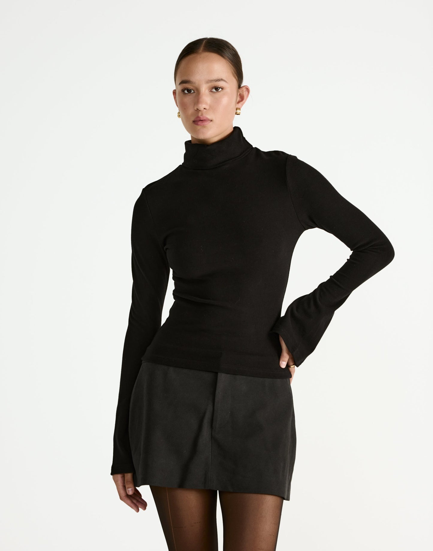 Bernadette Long Sleeve Top (Black)