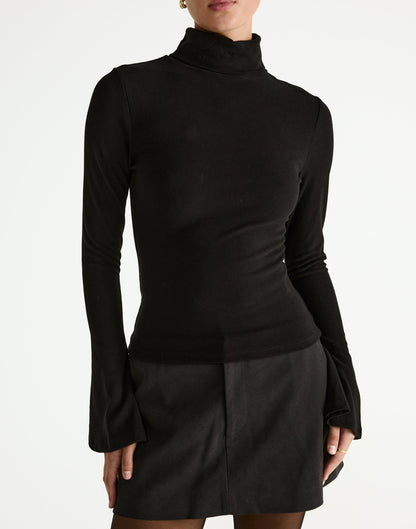 Bernadette Long Sleeve Top (Black)